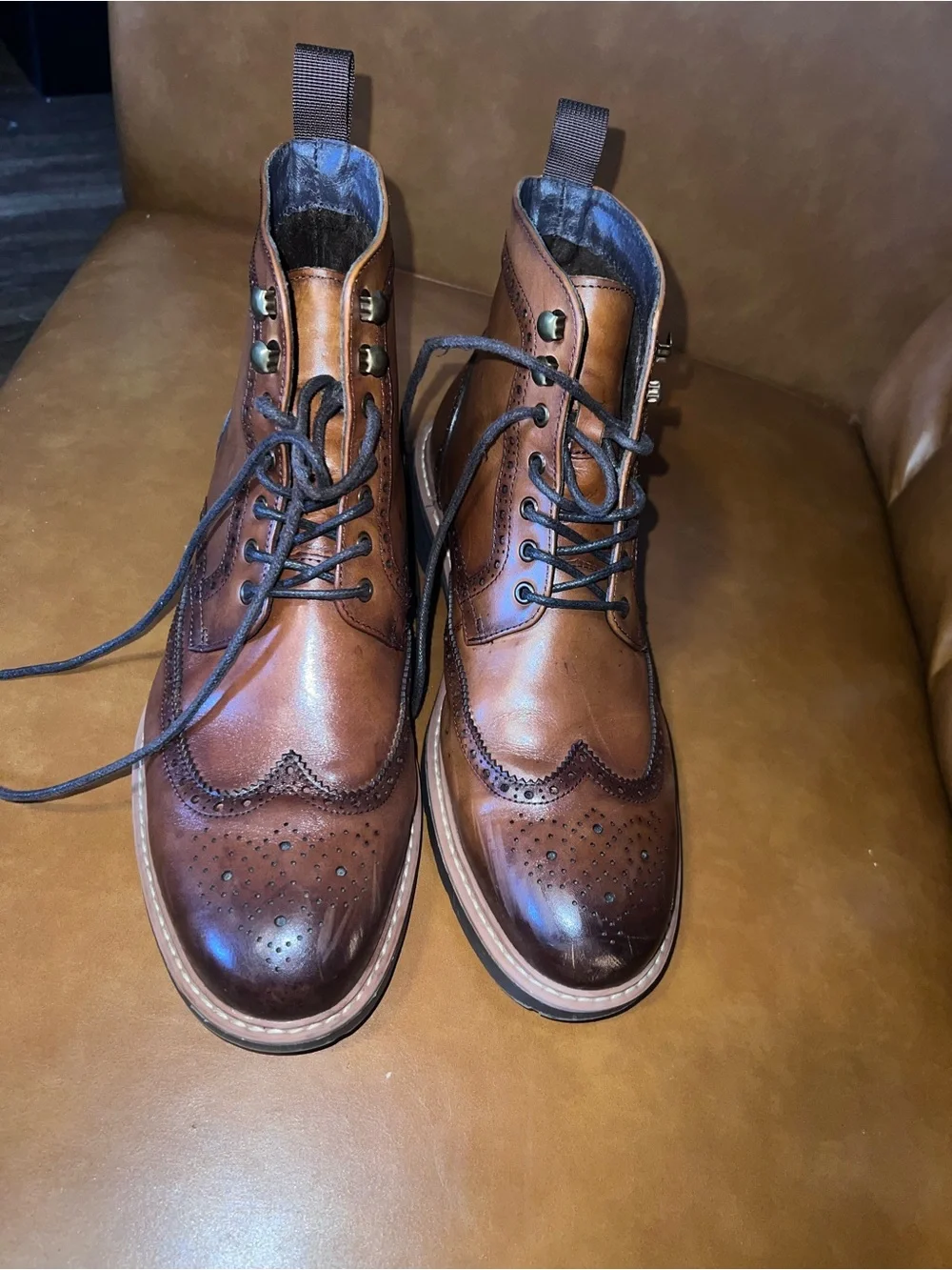 Jonsen Milan vegan leather wingtip derby boots men’s size 10-10.5